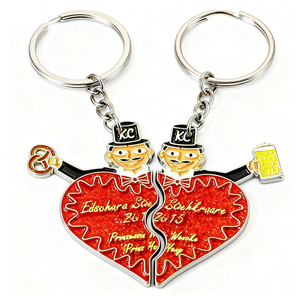 Bán buôn tùy chỉnh khắc hình dạng vài Câu Đố trái tim Keychain với logo - Product Image 6