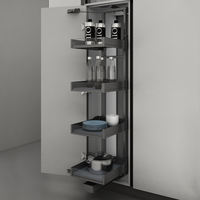Panier de rangement mural Artsteel à 4 niveaux en alliage d'aluminium robuste avec système de glissière à fermeture douce pour l'organisation des armoires