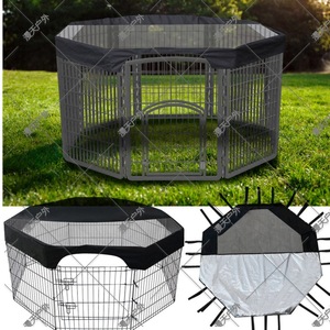 Octagonal Pet Cage Top Cover Black <b>Steel</b> Wire Frame Sun Protection For Dog Outdoor Use - Product Image 1