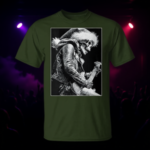 T-shirt Gothique Squelette Père Noël Guitare Rocker Punk Grunge Noël Métal Artisanat - Product Image 3