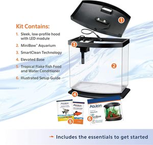 For Home Decoration LED MiniBow Small <strong>Aquarium</strong> Fish Tank Kit with SmartClean Technology, Black, 2.<strong>5</strong> Gallon - Product Image 6