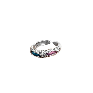 Silver Ruitai Lively Water Antique Glass Wave Hemisphere <b>Ring</b> S925 Vintage Thai Silver Unisex Everyday Wear - Product Image 5