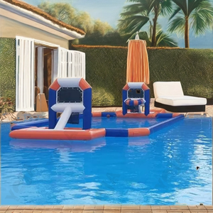 Terrain de basket-ball flottant gonflable en PVC, jeux aquatiques amusants pour la <span class=keywords><strong>piscine</strong></span>, en forme de château enchanteur <span class=keywords><strong>avec</strong></span> taille et couleur personnalisables - Product Image 1