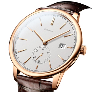 Montre minimaliste en acier inoxydable pour homme, mouvement automatique, bracelet en cuir - Product Image 5