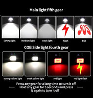 Lampe torche rechargeable à haut lumen avec lumière latérale COB, écran LCD, 9 modes, longue portée, zoom, lampe torche LED pour le camping et la randonnée