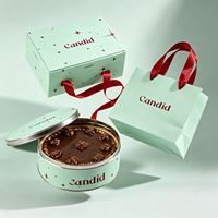 Ensemble d'emballage cadeau personnalisé avec impression de marque, ruban rouge, sac en papier, boîte cadeau, boîte en métal ronde, chocolat, dessert, bonbons, gâteau, logo personnalisé