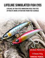 Leurre de pêche coulant Shimano PB-315N 115xs 115mm 60g, type crayon, excellent pour la pêche, stickbait, wobblers, matériel de pêche