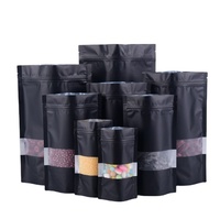 Sacs Doypack Mylar alimentaires personnalisés en aluminium mat noir avec impression par gravure, résistants à l'humidité et à fermeture éclair sécurisée