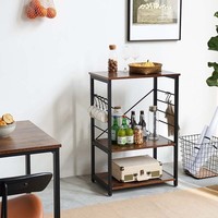 Accessoires de cuisine pour la maison, étagère de rangement pliable à 3 niveaux en métal et en bois, écologique