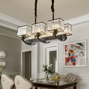 Zeal Lighting Rectangle Indoor Pendant Black LED Hanging Light Black <b>Crystal</b> <b>Chandelier</b> Light - Product Image 2