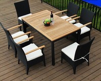 Meubles de salle à manger moderne pour patio et jardin Ensemble de table à manger avec cadre en aluminium noir pour restaurant d'extérieur pour fauteuil de salle à manger 8 places