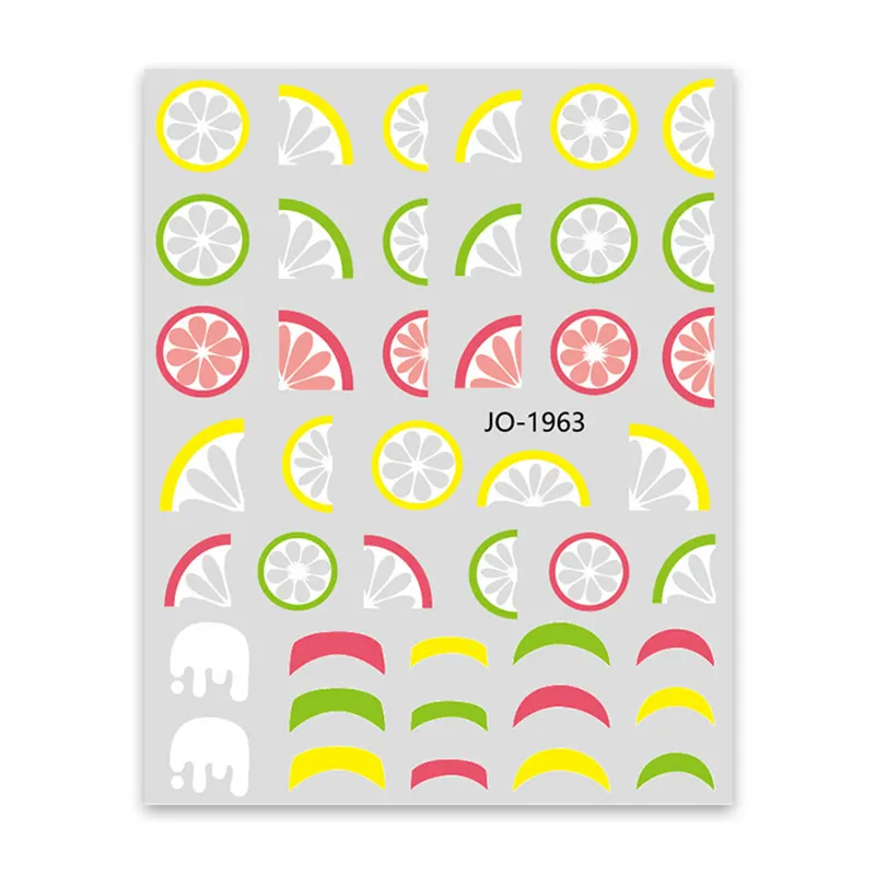 Nail Art Stickers Decals Cute Fruits Design Manicure Tips Nail Decorations 3D Nail Art Designs Adhesive Sticker