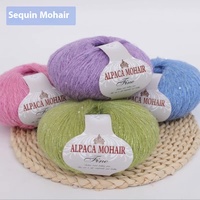 Fil à tricoter en mohair pailleté 50g, laine moyenne fine pour pulls