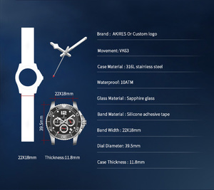 Reloj de Pulsera Akires para Hombre, de Lujo, Marca TOP, con Movimiento Importado, Cronógrafo Automático de Cuarzo, <span class=keywords><strong>Precio</strong></span> al por Mayor, Personalizable - Product Image 3