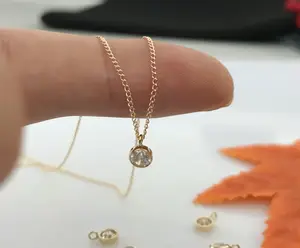 14K Gold Filled Zircon Charm 12 Birthstone Pendant 4mm Shiny Zircon Luck Culet Zircon Vertical Hanging Ring Charm