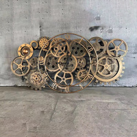 Sculpture Murale Rotative 3D en Forme d'Horloge à Engrenages en Fer Style Steampunk, Faite à la Main, Personnalisable, Art de Collection