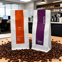 Sacs à café noirs imprimés sur mesure de 250g, 500g, 1kg avec valve, fermeture éclair et fond plat pour l'emballage des grains de café