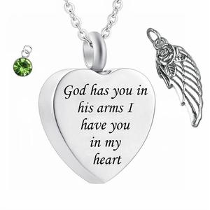 Pendentif Cœur Ailé Moderne en Acier Inoxydable Argenté avec Chaîne, Gravé pour Cendres d'Animaux <span class=keywords><strong>de</strong></span> Compagnie, 12 Pierres <span class=keywords><strong>de</strong></span> Naissance, Réutilisable, Étanche, Parfum - Product Image 6