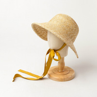Sombrero de paja trenzado para niña y niño, gorra de paja de estilo Vintage, con correas para fijar, sombreros de Sol para senderismo con paja de trigo Natural
