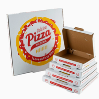 Boîte à pizza carrée jetable en carton ondulé à trois couches, imprimée sur mesure, avec poignée, plusieurs tailles disponibles, logo personnalisé, impression offset