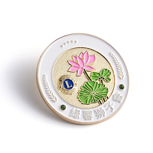 Customized Unique Design Round Lotus Metal Souvenir Gift <b>Badge</b> - Product Image 4