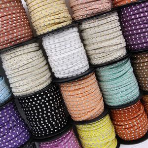 20 गज 5 मिमी फ्लैट कोरियन मखमली चमड़े के ड्रॉस्ट्रिंग कॉर्ड नकली कपड़े के जूते के लिए रिवीट्स हैंडमेड रस्सी के साथ सजाना - Product Image 5