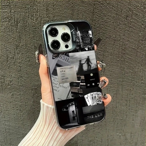 Custodia per <span class=keywords><strong>iPhone</strong></span> 15 Pro Max 14 13 12 11 XS XR con Design di Lusso, Frammenti d'Arte Retrò, Effetto Vissuto, Rigida Argento Antiurto - Product Image 1