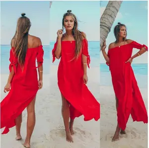 מפעל ישיר מכירות קיץ גדול נשים של שמלה ארוך למעלה בגדי ים ביקיני חוף שמלות סקסי צעיר ילדה חוף שמלה