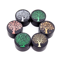 Meilleures ventes : Broyeur à herbes en alliage de zinc 50 mm 4 couches, motif tournesol imprimé UV avec dorure or