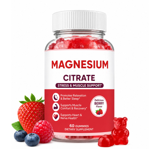 Gummies électrolytiques au glycinate de magnésium bio, complément alimentaire végétalien, faible teneur en sucre, 60 unités, améliore la mémoire et le sommeil - Product Image 1