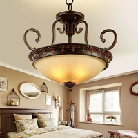 Plafonnier LED semi-suspendu de style rustique américain en fer forgé, design rétro européen, pour restaurant et bureau, modèle 8112-3F High