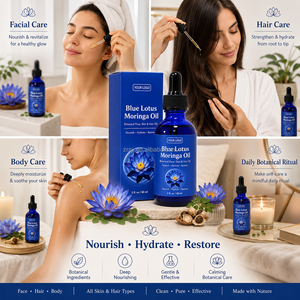 สารสกัดจากธรรมชาติบริสุทธิ์น้ำมันมะรุม<span class=keywords><strong>บัว</strong></span>ธรรมชาติออร์แกนิกสีฟ้าสำหรับการผ่อนคลายเส้น<span class=keywords><strong>ผม</strong></span>การดูแลผิวขั้นสูงทั้งร่างกายและเส้นผม - Product Image 2