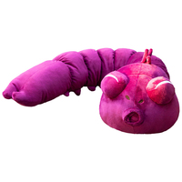 Coussin en peluche monstre chenille violette, rembourré en coton PP, animal en peluche en polyester, coussin de canapé, cadeau d'Halloween et de Pâques