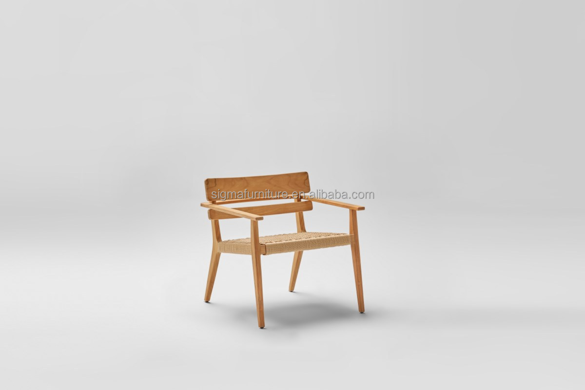 New Arrival Outdoor Living Furniture Natural Teak Solid Wood Small Lounge Chair Armchair Cheap Chair