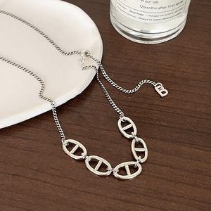 Collar de Plata de Ley S925 con Diseño Geométrico de Nariz de Cerdo, Gargantilla para Mujer, Cadena para Clavícula, Estilo Minimalista, Uso Diario - Product Image 2