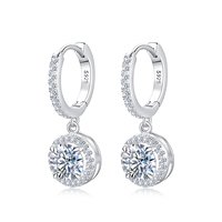 Conjunto de Joyería Fina de Lujo para Novia, Plata de Ley 925, Moissanita Redonda de Corte Brillante de 1, 1.5, 2 y 3 Quilates