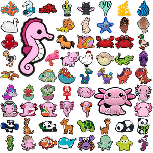 Breloques populaires en PVC souple personnalisées en gros pour chaussures, animaux (salamandres, poissons, animaux marins), breloques 2D tendance en vrac, breloques de créateur, breloques de dessin animé pour chaussures - Product Image 1