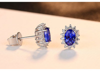OAHLAN Modeschmuck Blumen 925 Sterling Silber Elegante blaue Edelstein Ohr stecker für Frauen Lady Valentinstag
