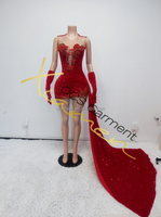 Robe de soirée élégante pour femmes Ocstrade Fashion, longueur genou, avec strass, ourlet noir, mini robe de club pour femmes avec gants
