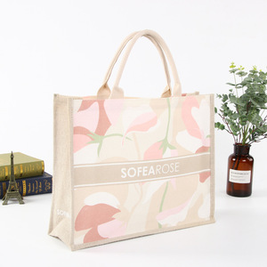 Thiết Kế Mới Không Thấm Nước Thân Thiện Với Môi Vải Bố Tote Bãi Biển Mua Sắm Túi Đay Linen Tote Túi Với Tùy Chỉnh In Logo - Product Image 2