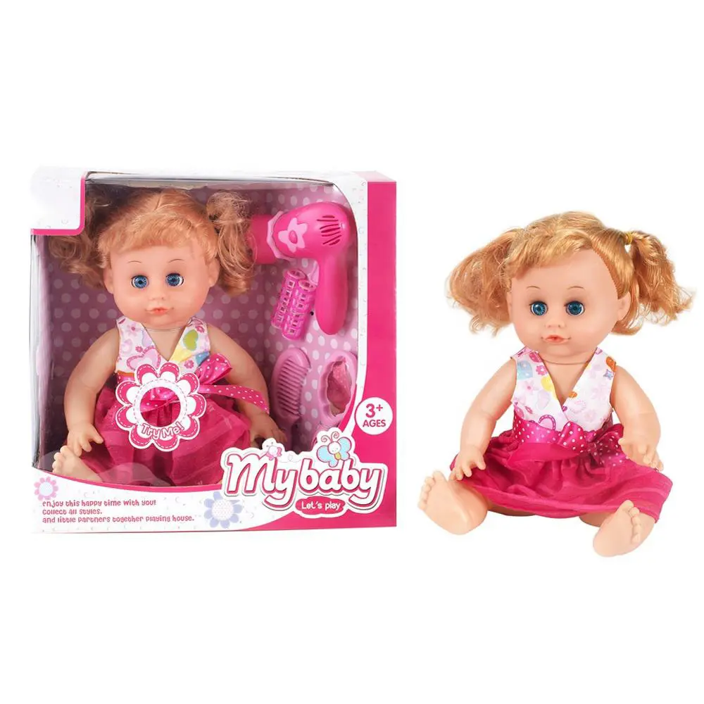 EN STOCK en plastique 14 pouces poupée bébé sons sèche-cheveux accessoires nouveau-né silicone reborn bébé poupées à vendre