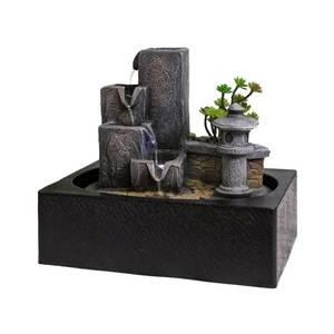 Fuente de cascada en miniatura para interiores, adorno de resina para jardín zen con luz LED para decoración del hogar u oficina. - Product Image 2