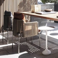 Ensemble table et chaises minimalistes modernes pour l'extérieur, 8 places, en acier inoxydable, pour cour/terrasse, meubles de salle à manger de jardin