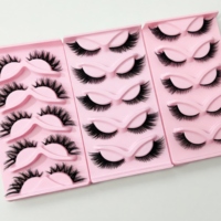 Ensemble de 5 paires de faux cils naturels longs et épais en fibres synthétiques, faits à la main, réutilisables, pour maquillage des yeux