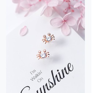 925 Sterling <strong>Silver</strong> Small Cute Animal <strong>Crab</strong> Shape Earings Rose Gold Plated Cubic Zirconia Stud Earrings Fashion <strong>Jewelry</strong> for Women - Product Image 5