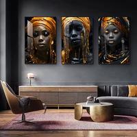 Portrait d'une femme noire sur toile, affiche d'artiste moderne, peinture murale africaine, décoration murale pour la maison