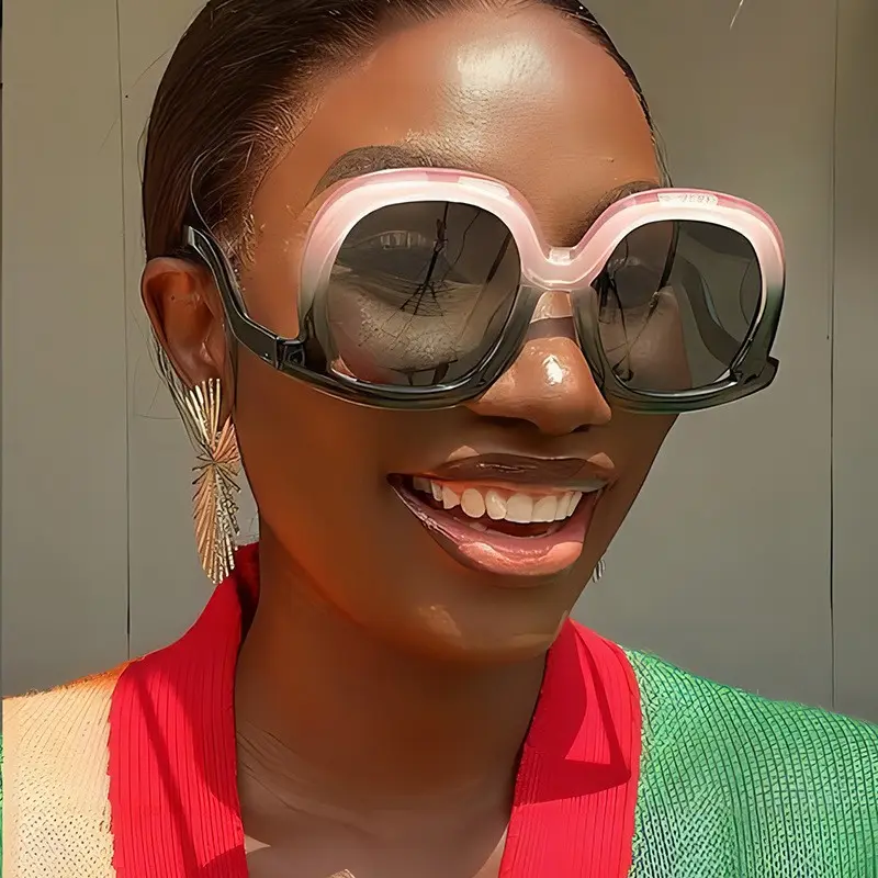 2024 nueva moda gafas de sol redondas Marco de gran tamaño personalizado gafas de sol irregulares mujeres