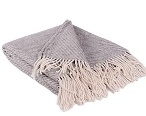 Hot Sale Woven Technics 100% wool Plain Style gray hotel bed throws