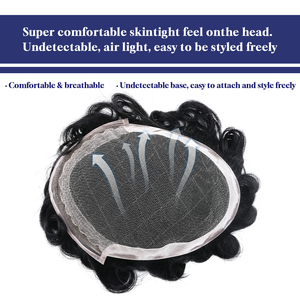 Hệ thống tóc giả nam siêu mỏng kiểu bát giác sóng tự nhiên 100% tóc người Ấn Độ Remy thật được tết tay, đế ren & PU - Product Image 3