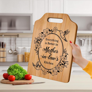 Tagliere in bambù inciso con manico, decorativo per cucina, idea <span class=keywords><strong>regalo</strong></span> per inaugurazione casa, mamma, nonna - Product Image 3